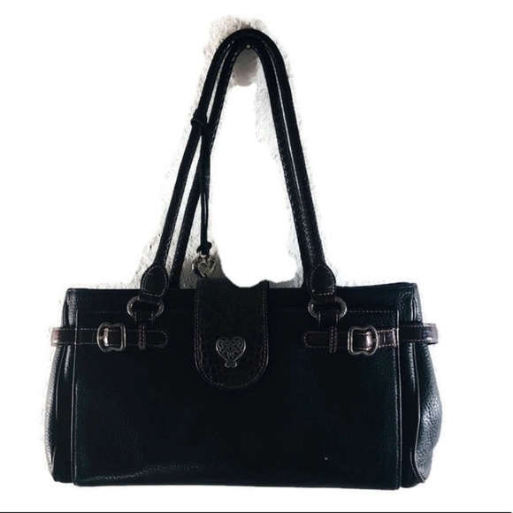 Brighton pebbled Leather Black Brown Shoulder bag - Picture 2 of 8